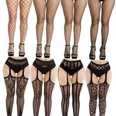 8 Pairs Women Fishnet Stockings Tights Pantyhose Thigh High Stockings Waist