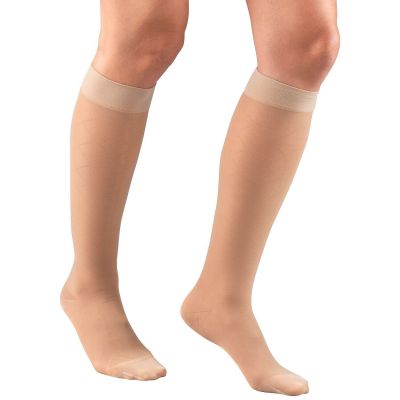 Truform Women's Stockings Knee High Sheer Diamond Pattern: 15-20 mmHg XL NUDE