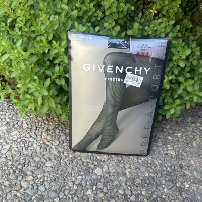 Givenchy Pret-A-Port Black Brown Pinstripe Vintage Control Top Pantyhose Size C