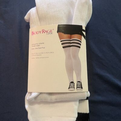 New Body Rage Womens Black Stripe Over The Knee Knit Stockings Socks - OSFM