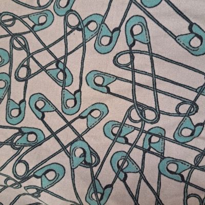 LuLaRoe One Size Leggings Teal Safety Pins on Lavender-Gray Ground