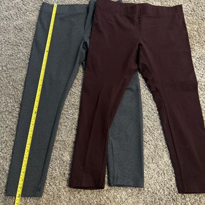 Maddy M Leggings Lot 2 Pair Grey & Maroon Sz XXL