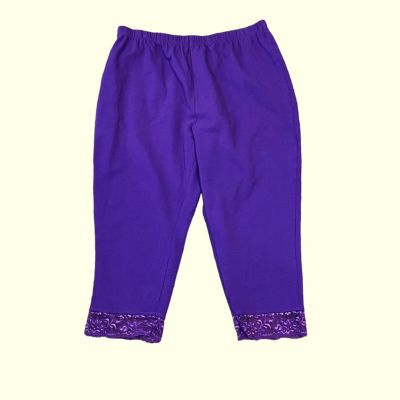 ROAMANS size large 18/20 purple leggings lace on the bottom elastic waist