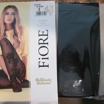 FIORE SHARON FLORAL TIGHTS  PANTYHOSE BLACK & ECRU 3 SIZES 30 DENIER