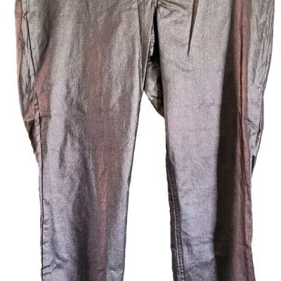 HUE Iridescent Denim Leggings Gunmetal Silver Metallic Slimming Plus Size 1X NWT