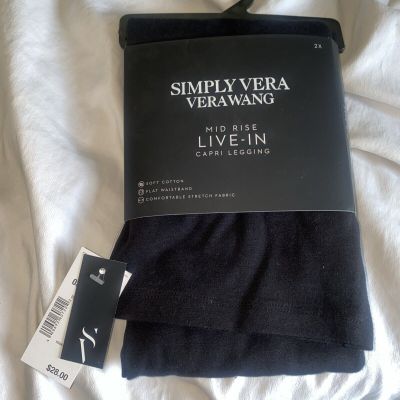 Simply Vera Wang Black Mid-Rise Live-In Capri Legging Sz 2X NWT