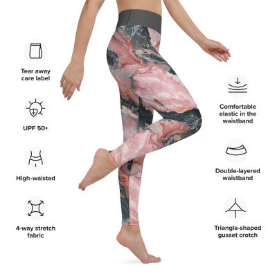 Pink Picasso Marble Pattern Yoga Leggings