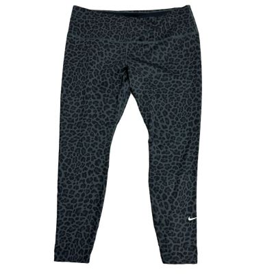 Nike One Womens Size XXL Black Gray Leopard Print Tight Fit High Rise Leggings
