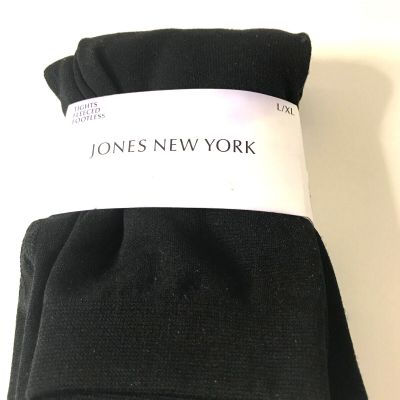 NEW JONES NEW YORK TIGHTS FLEECED FOOTLESS BLACK WOMENS L / XL