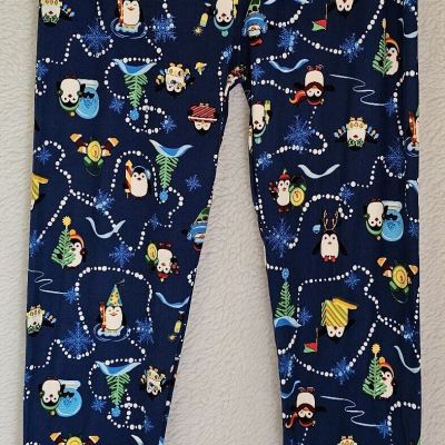 Leggings Pants Womens Size Extra Plus Sueded Multicolor Winter Penguin