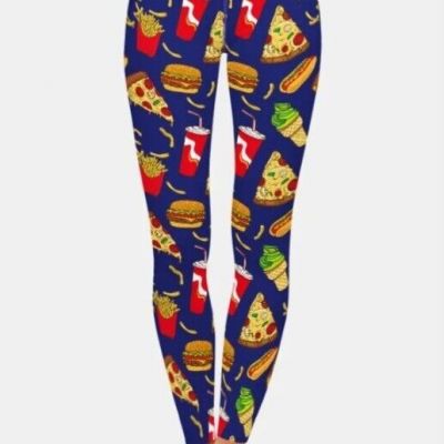 Highwaist Leggings/junk food/pizza/ice cream/hot dog/hamburger/french fries