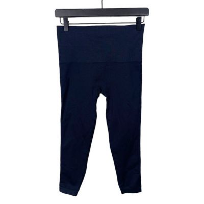 SPANX Seamless Legging Cropped Navy Blue Large High Waisted