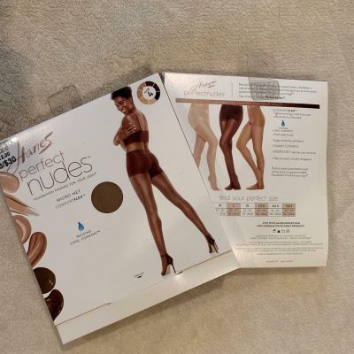 Hanes Perfect Nudes Womens Micro Net with Tummy Control Pantyhose TINI {&}