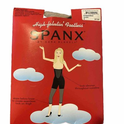 SPANX High Falutin' Footless Pantyhose Lace Nude1 Size E Body Shaper NEW