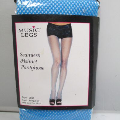 Music Legs Fishnet Seamless Pantyhose NEW Turquoise Style 9001