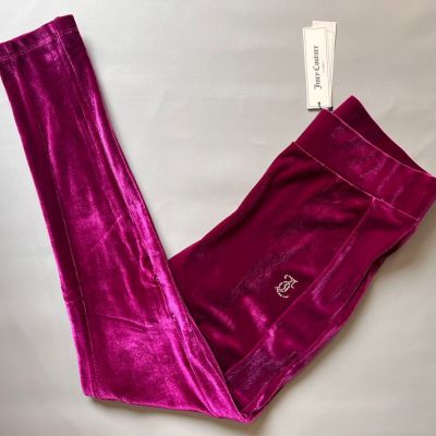 New! Juicy Couture Sz M Velour Candied Fig Rhinestone Bling Logo Legging Stretch