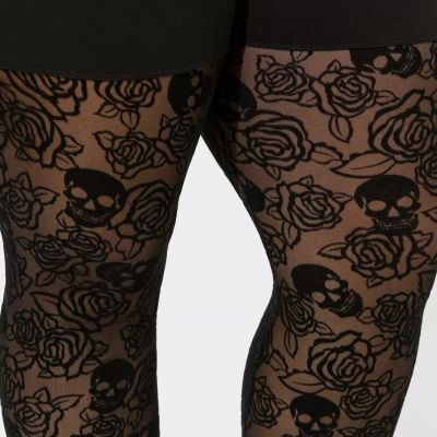 Torrid Betsey Johnson Tights Opaque Skulls Black NWT New 5X