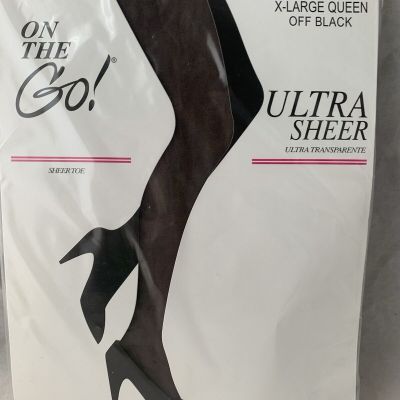 On the Go Ultra Sheer Pantyhose Womens Size XLQ Off Black                    B25