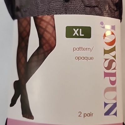 Joyspun Women Navy Blue Opaque & Black  Classic Dot 2 Pack Tights Size XL NIP!!