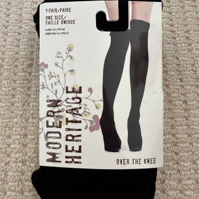 Modern Heritage Over the Knee Knit Socks Black Stockings One Size New