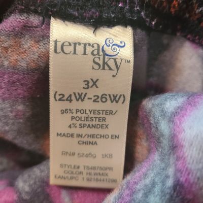 Terra & Sky Womens Multicolor Halloween Print Stretch Pull On Legging Size 3X