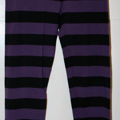 H&M Girl's Tights Footless Striped Purple and Black Size 13-14Y