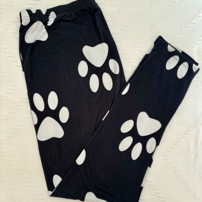 Lily by Firmiana Women’s Size 2XL Paw Prints Stretch Leggings Pants Yoga Gym