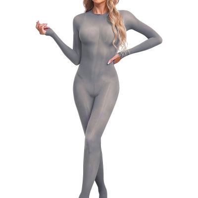 Womans See-through Hollow Out Full Bodysuit Sheer Bodystocking Lingerie Jumpsuit