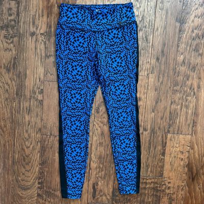 Nike Dri-Fit Leggings Style 683678 Blue and Black with Geometric Pattern, Size M