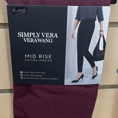 New With Tags Simply Vera Vera Wang Mid-Rise Cotton  Leggings Size  X-Large