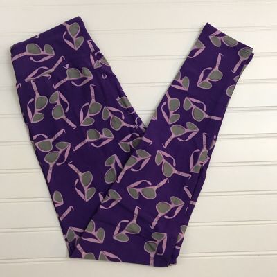 NWT LulaRoe OS Leggings Purple Pink Sunglasses Pattern One Size New LLR HTF Rare