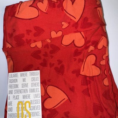 NEW LuLaRoe OS (2-10) Red Pink Peach Hearts Valentines Day Leggings