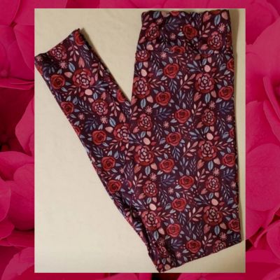 NWT BTS Cottagecore Purple Heart Red Roses Tween - OS Adult 0 - 4 Leggings