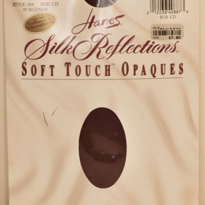 Hanes Silk Reflections Soft Touch Opaques Control Top Tight Burgundy Size CD NIP