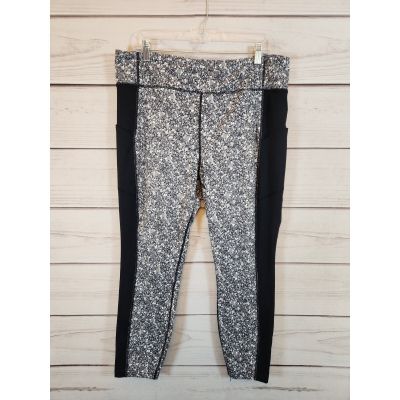 Lands' End Women's Black Gray Floral Stretch High Rise Ankle Leggings Size 1X