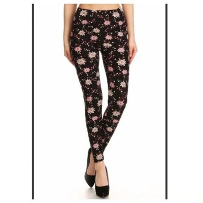 LEGGINGS DEPOT Black Floral Super Soft Holiday Leggings