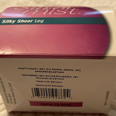 L'eggs Silken Mist Control Top No-Roll Silky Sheer Pantyhose Sz Q 92862