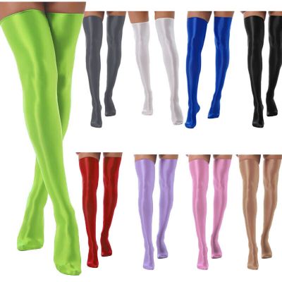 Sexy Women's Oil Shiny Glossy High Stockings Thigh-Highs Stretchy Socks Lingerie