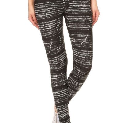 Yoga Style Banded Lined Multicolor Print, Full Length Leggings In A Slim