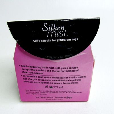 L'eggs Silken Mist Pantyhose | Control Top Reinforced Toe | Size B | Soft Black