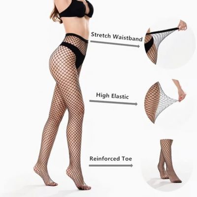 JoMaKaC Women's High Waisted Tights Fishnet Stockings Thigh High Pantyhose