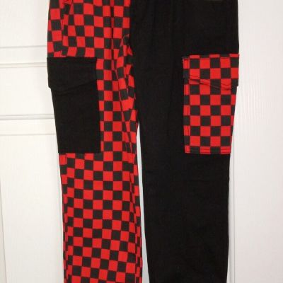 Hot Topic Style Black And Red Contrast Loose Leggings Size SMHarlequin