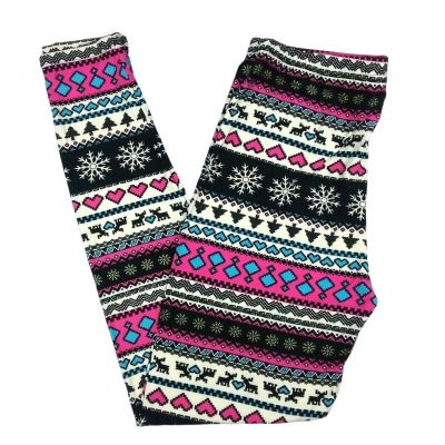 Winter Printed Leggings Plus Size Blue Pink Black Buttery Soft Womens