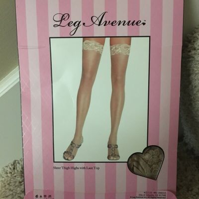 Thigh-High Stockings Hose Sexy Leg- Avenue Tan Lace Top NEW Sealed WT90-160u