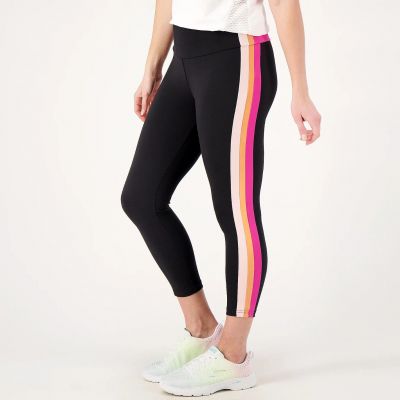 Belle Body Kim Gravel Striped Cropped Legging-Black-Petite XXS-NEW-A587990