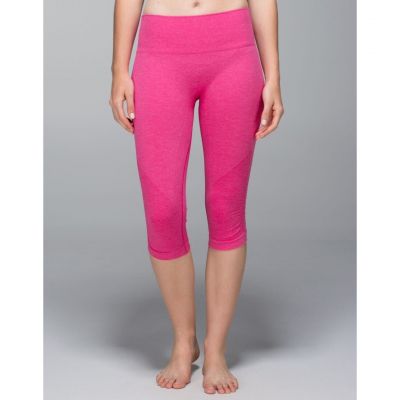 Lululemon In the Flow Crop II Heathered Jeweled Magenta Leggings Size 4