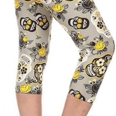 Women's High Waisted Buttery Soft Skull & Halloween Print Leggings (Available in