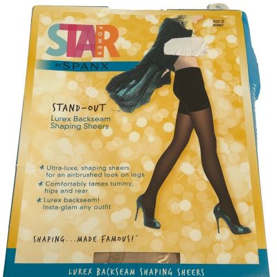 STAR Power Spanx Stand-Out Lurex Backseam Shaping Sheers Tights Women Sz C Black