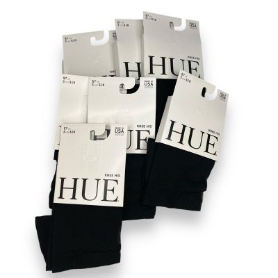 Hue Womens One Size Fits Most Sheer Floral Knee Hi Black 7 Pairs