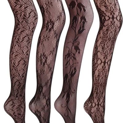 VERO MONTE Women Patterned Fishnet Tights Black Fishnets Net Stockings Pantyhose